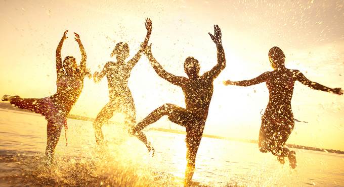 happy friends in summertime